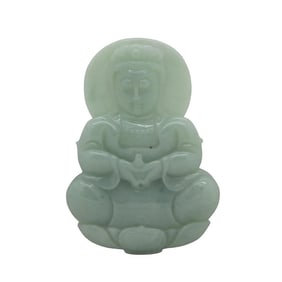 Light Green Sitting Jade Kwan Yin - Bodhisattva - Goddess of Mercy Jade Pendant