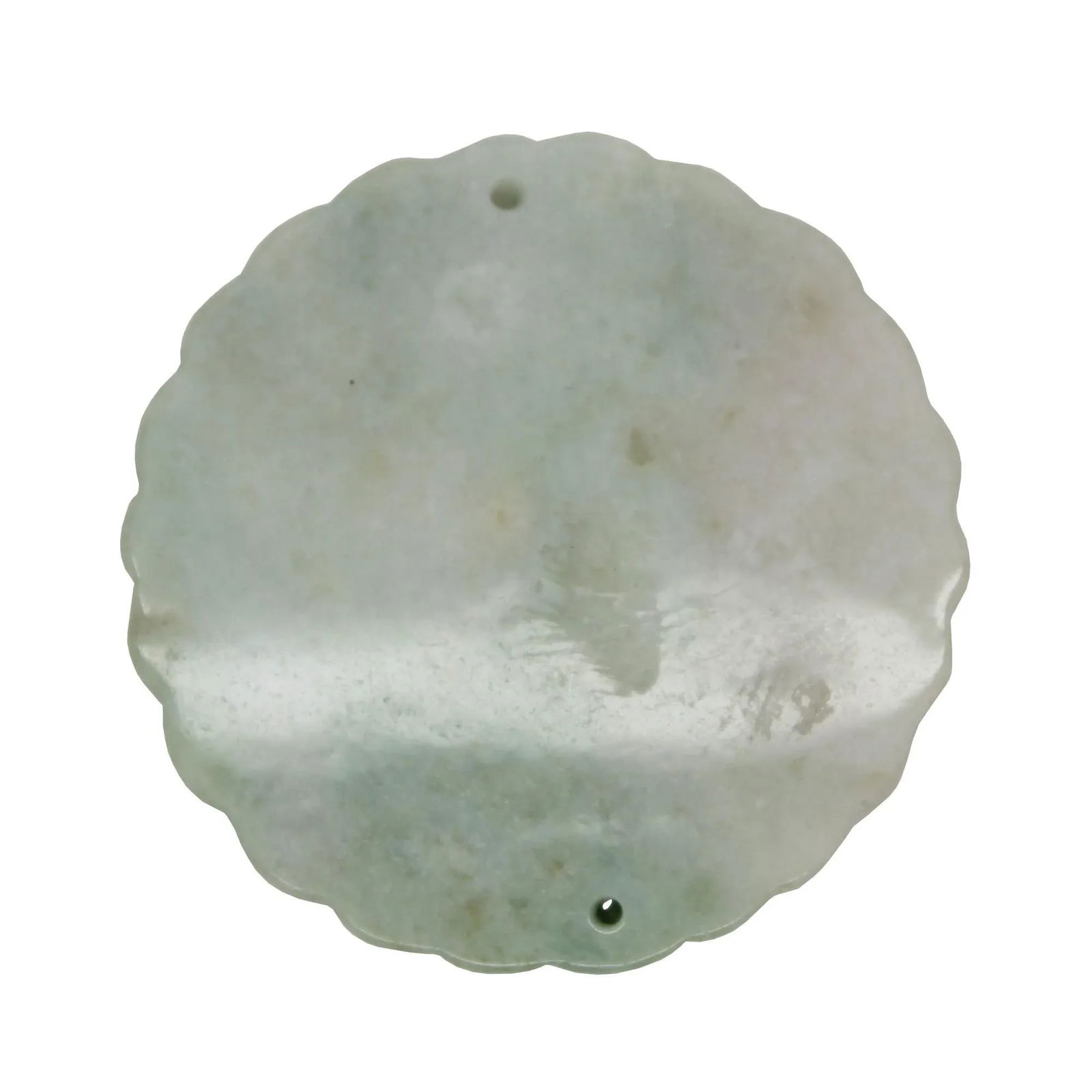 Carved Natural Jade Round Shape Chinese Fortune Pendant - 5
