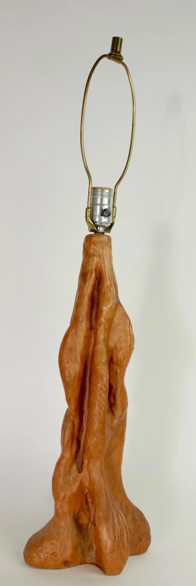 1950s Organic Modern Faux Wood Ceramic Table Lamp - 3