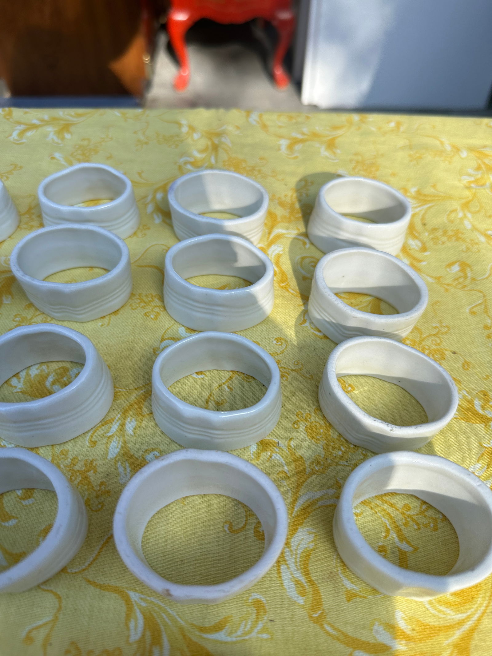 1970s Collection of Hand Made White Ceramic Napkin Rings- Set of 18 - 10