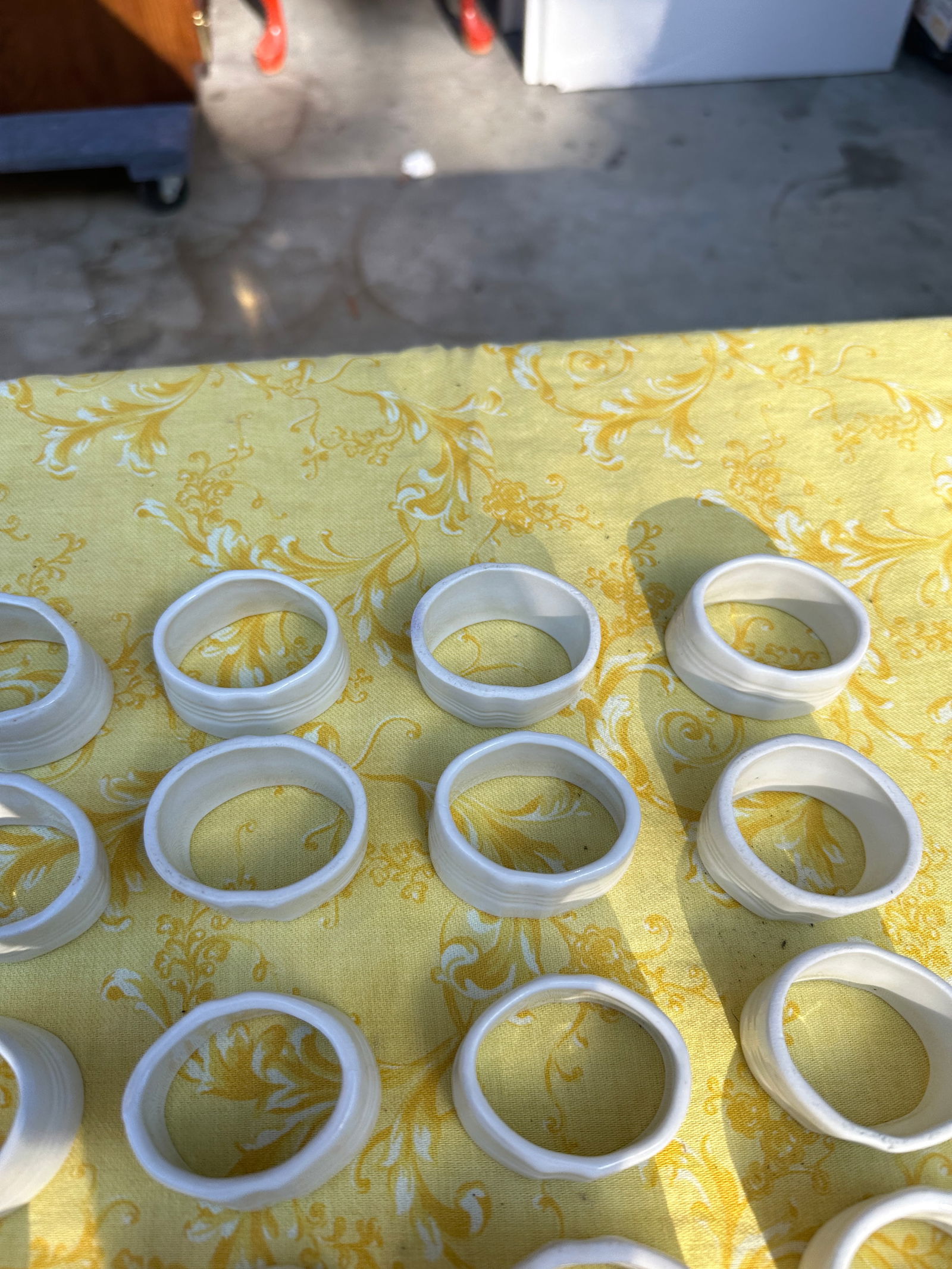 1970s Collection of Hand Made White Ceramic Napkin Rings- Set of 18 - 4