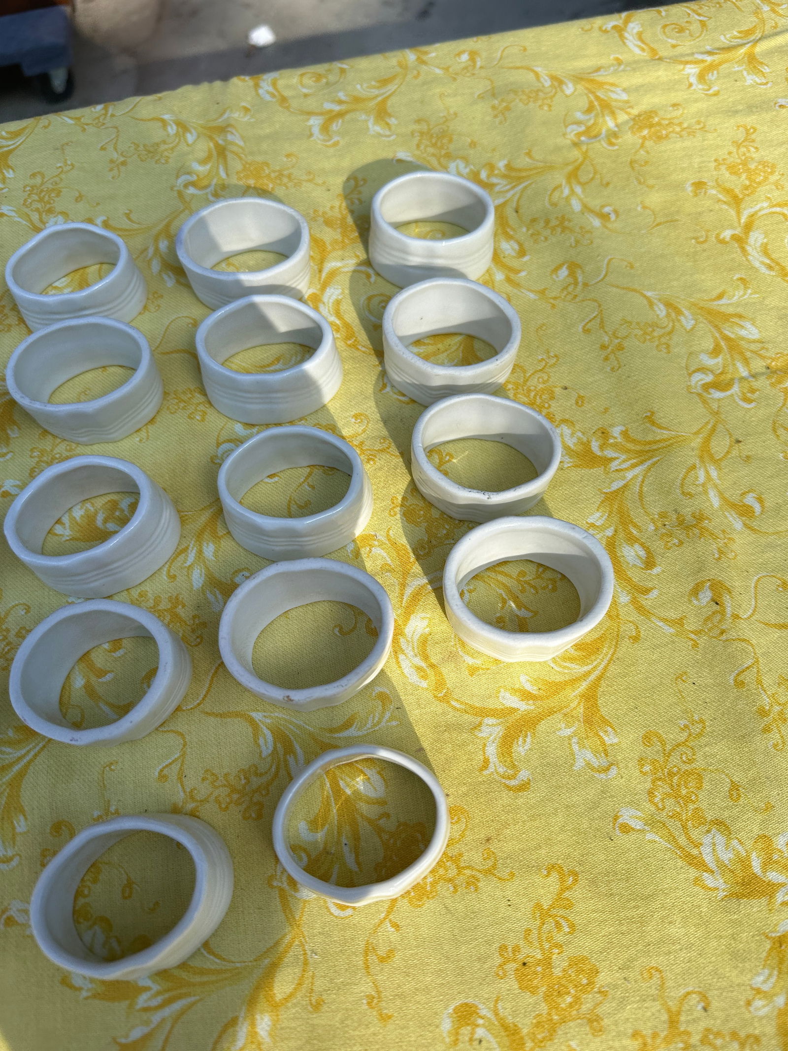 1970s Collection of Hand Made White Ceramic Napkin Rings- Set of 18 - 6