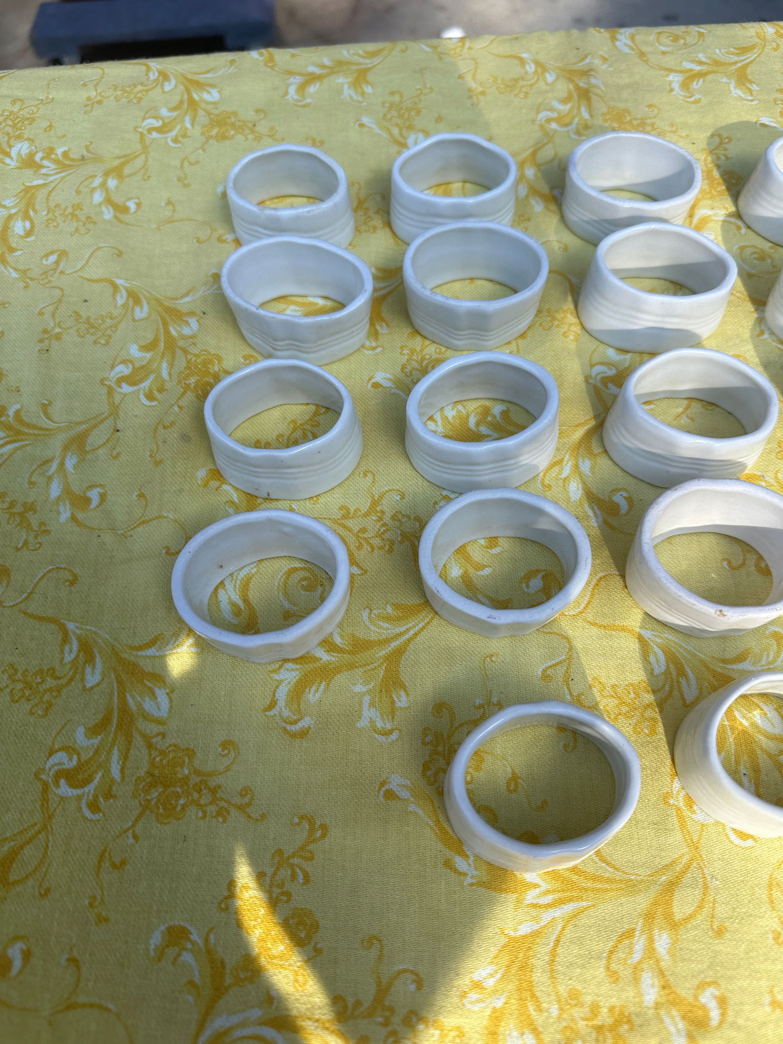 1970s Collection of Hand Made White Ceramic Napkin Rings- Set of 18 - 8