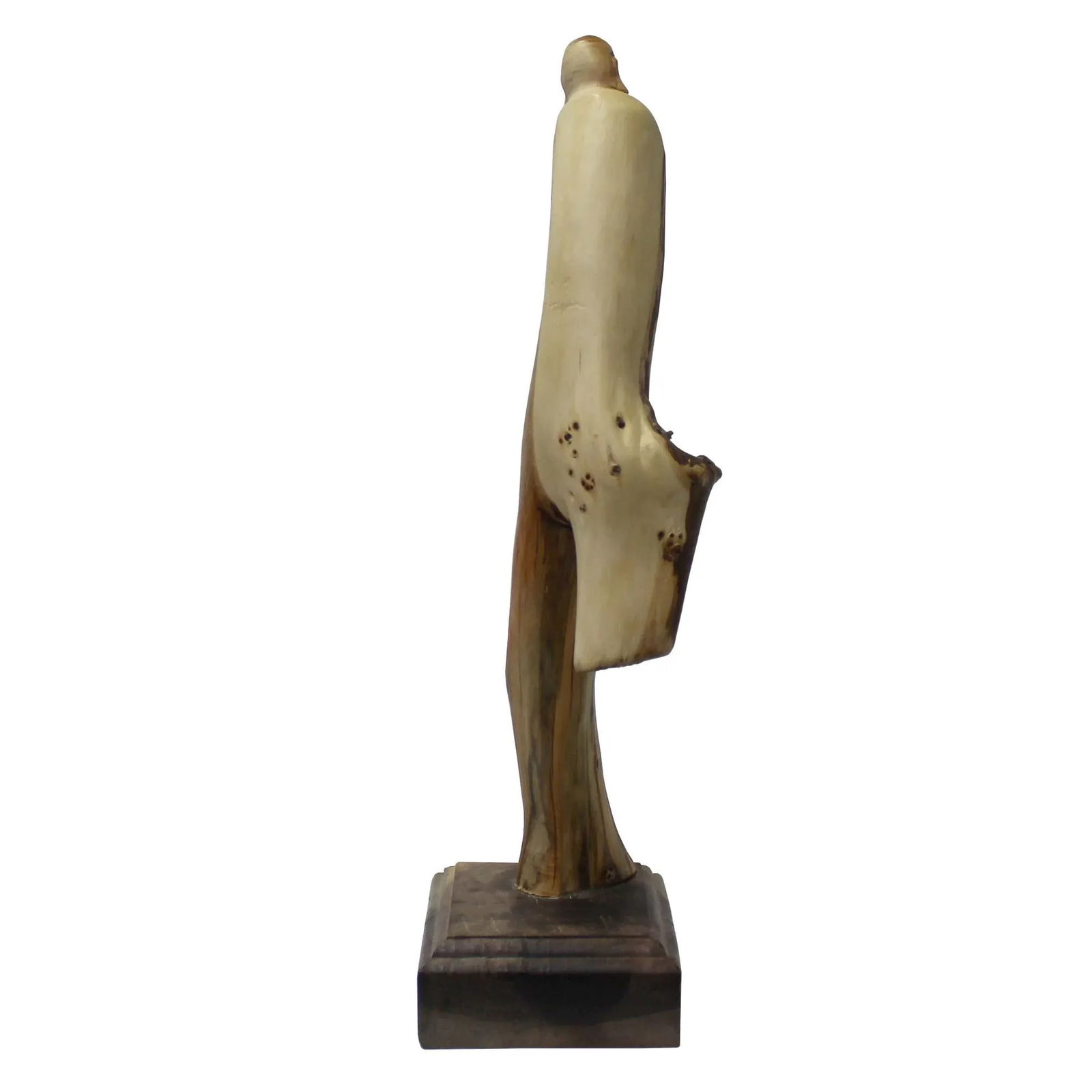 Chinese Cypress Wood Carved Irregular Shape Happy Buddha Statue - 3