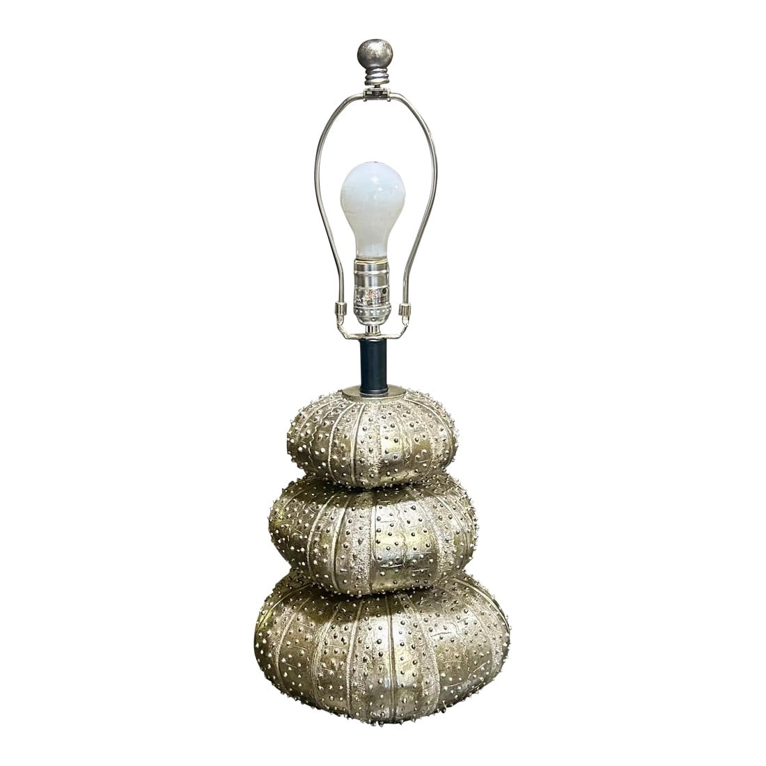 Silver Stacked Sea Urchin Table Lamp in the Style of Regina Andrew (1 of 7)