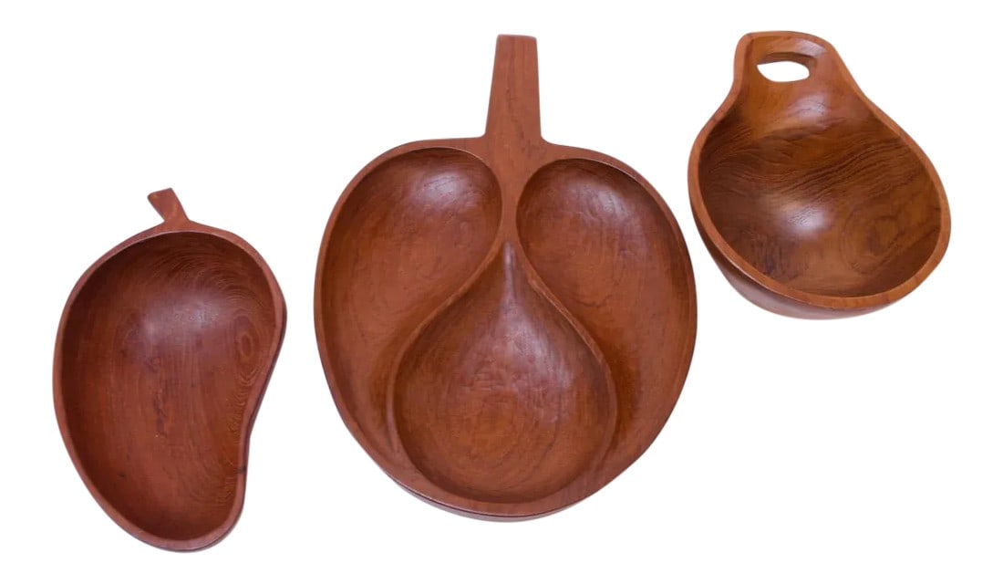 Collection of Three Vintage Teak Serving Pieces Including Designs by Laurs Jensen for Odense (1 of 13)