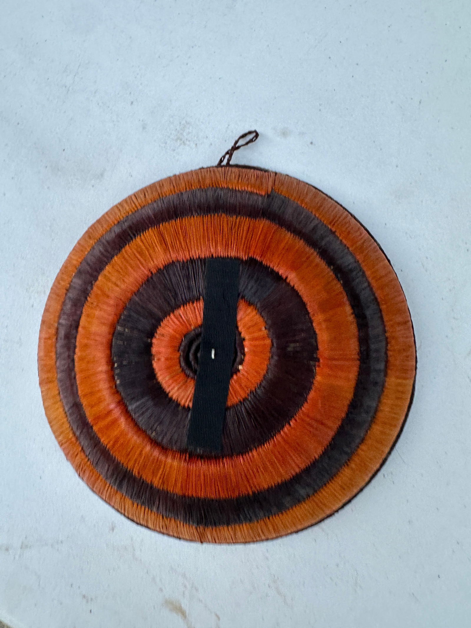 1970s Hand Woven Decorative Hanging Basket With Triangle Details - 7