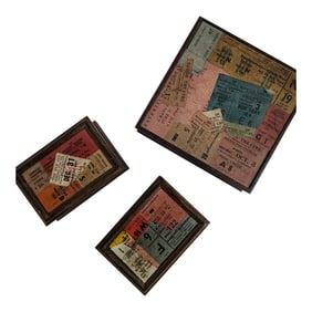 Trio of Vintage Franco Tacchi Italian Ticket Stubs Dresser Boxes