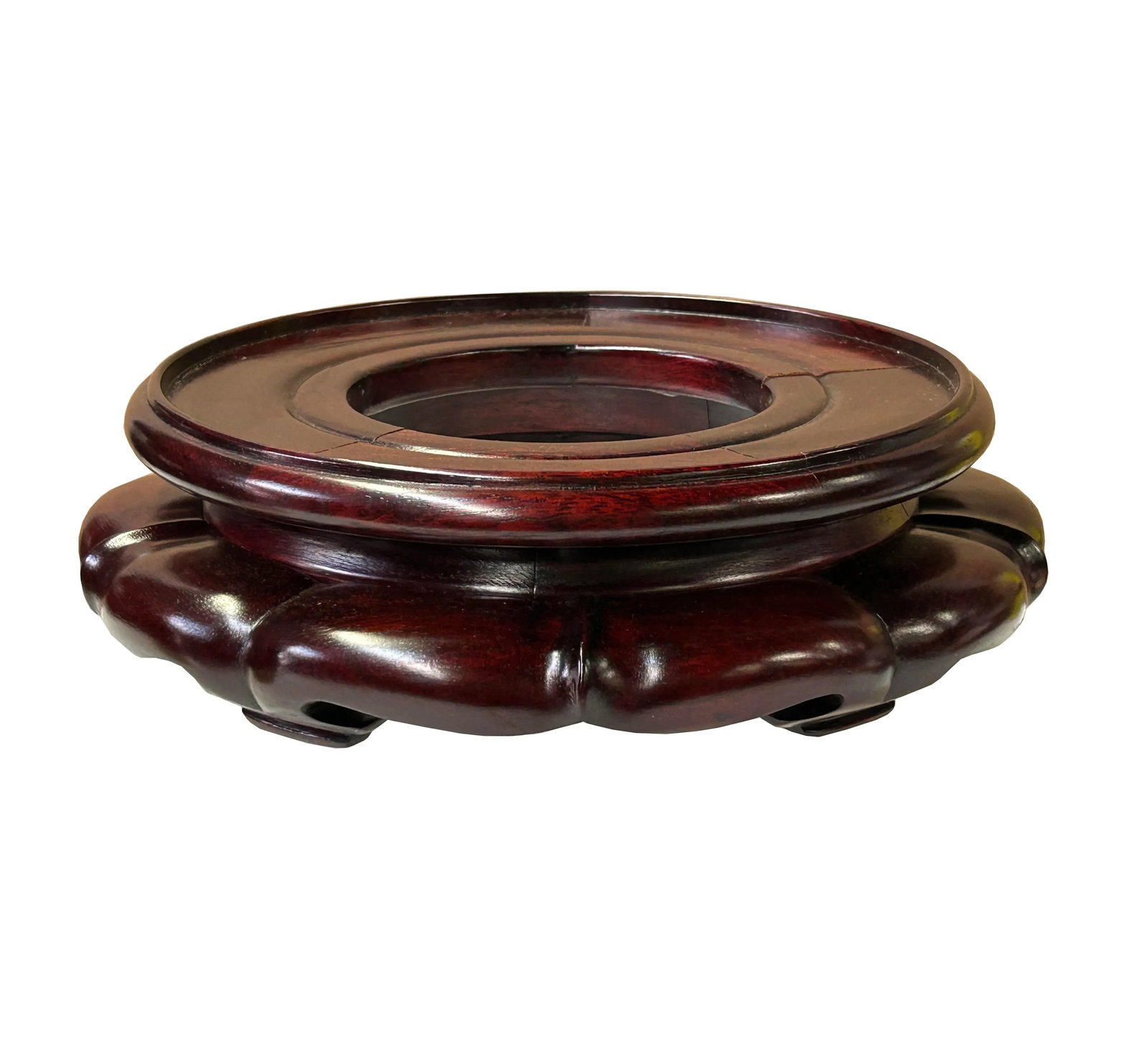 6.75" Reddish Brown Round Wave Legs Apron Wood Display Stand Easel - 11