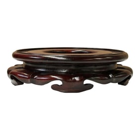 6.75" Reddish Brown Round Wave Legs Apron Wood Display Stand Easel