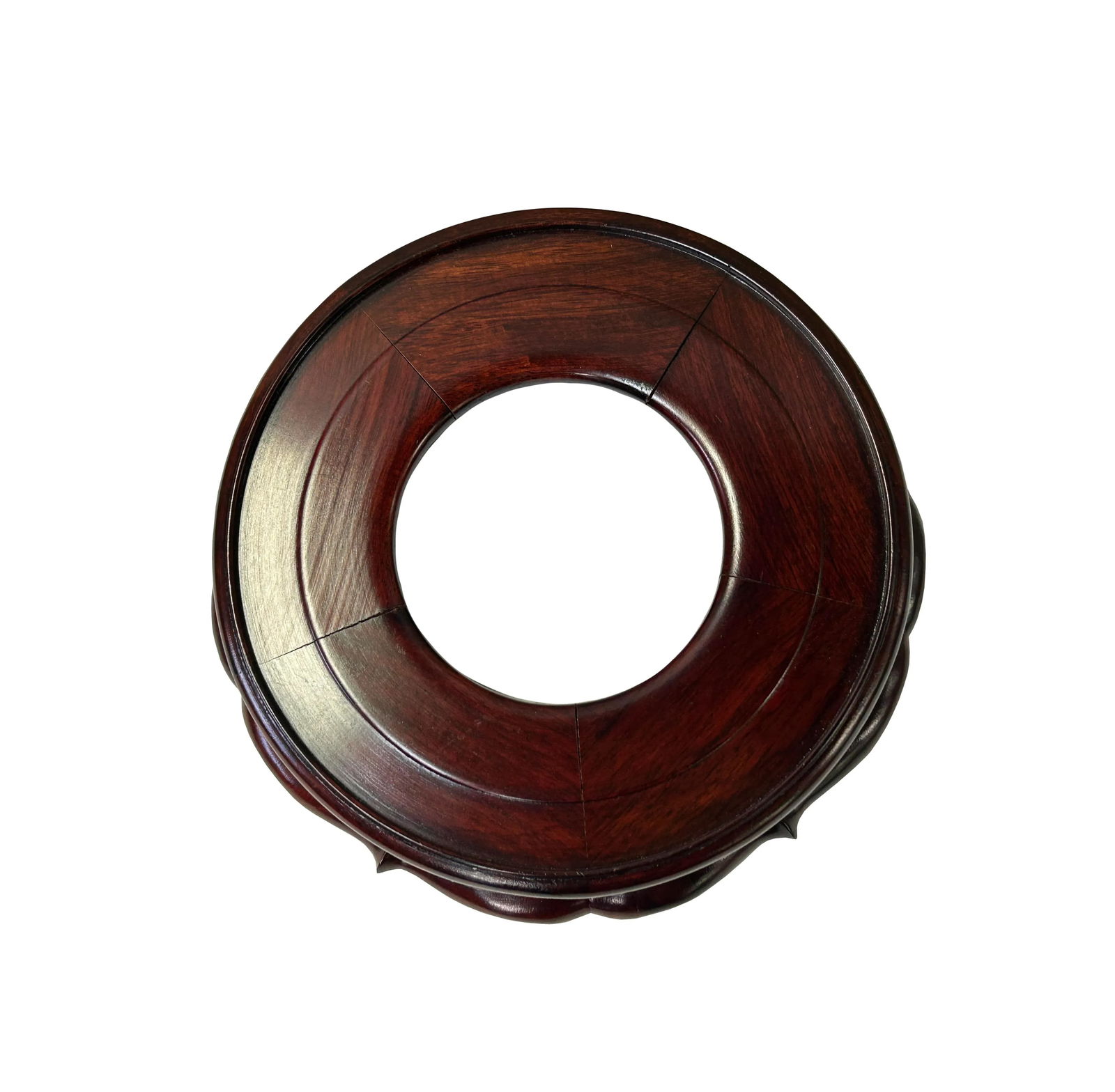 6.75" Reddish Brown Round Wave Legs Apron Wood Display Stand Easel - 3