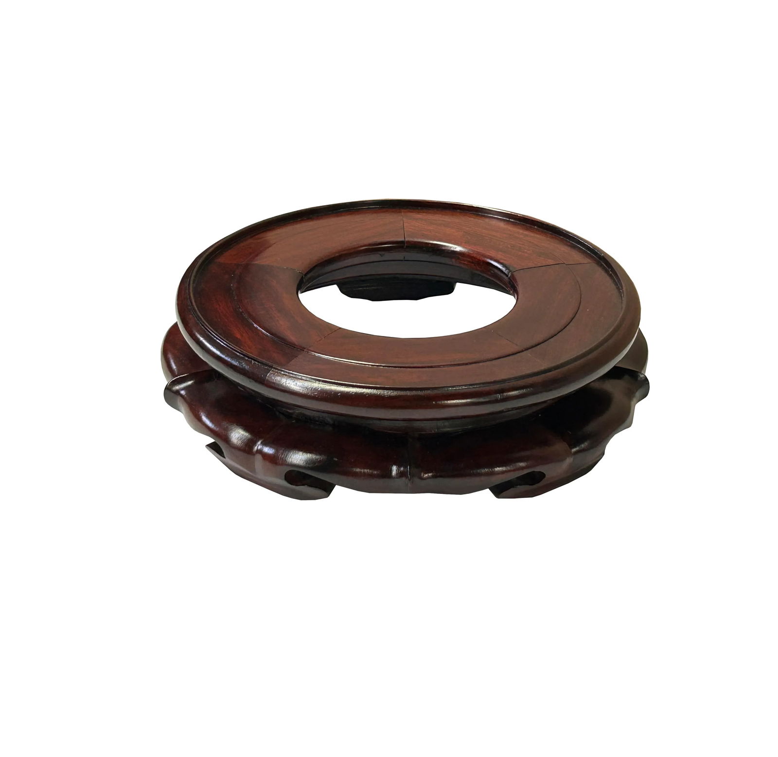 6.75" Reddish Brown Round Wave Legs Apron Wood Display Stand Easel - 4