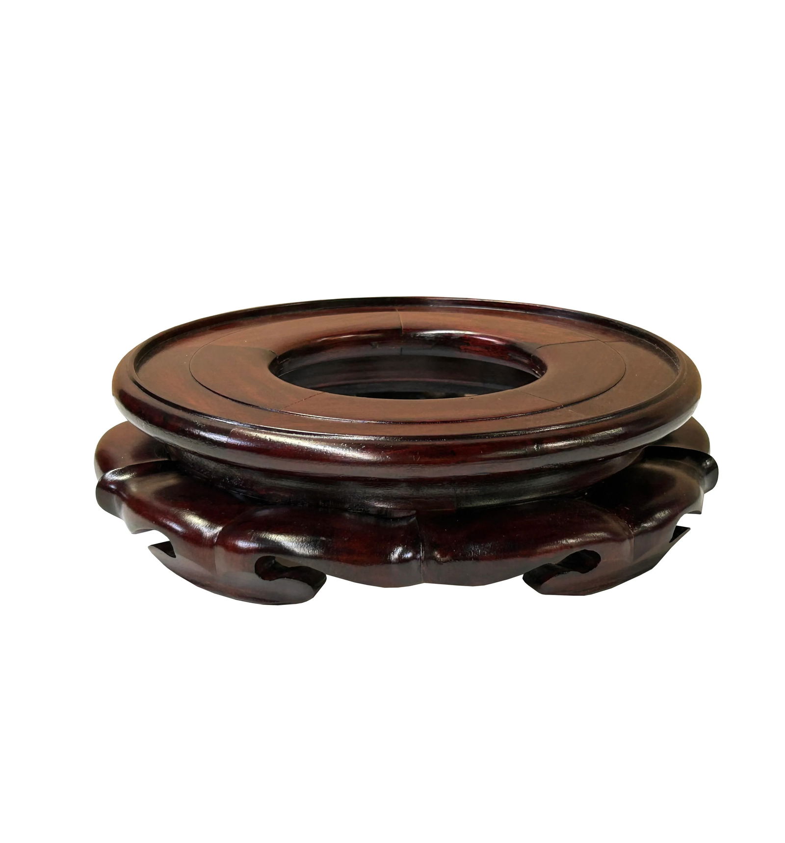 6.75" Reddish Brown Round Wave Legs Apron Wood Display Stand Easel - 5