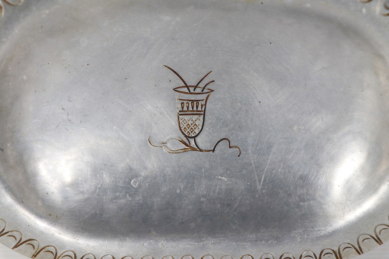 Palmer Smith Aluminum Tray With Inscribed Decorations - 10