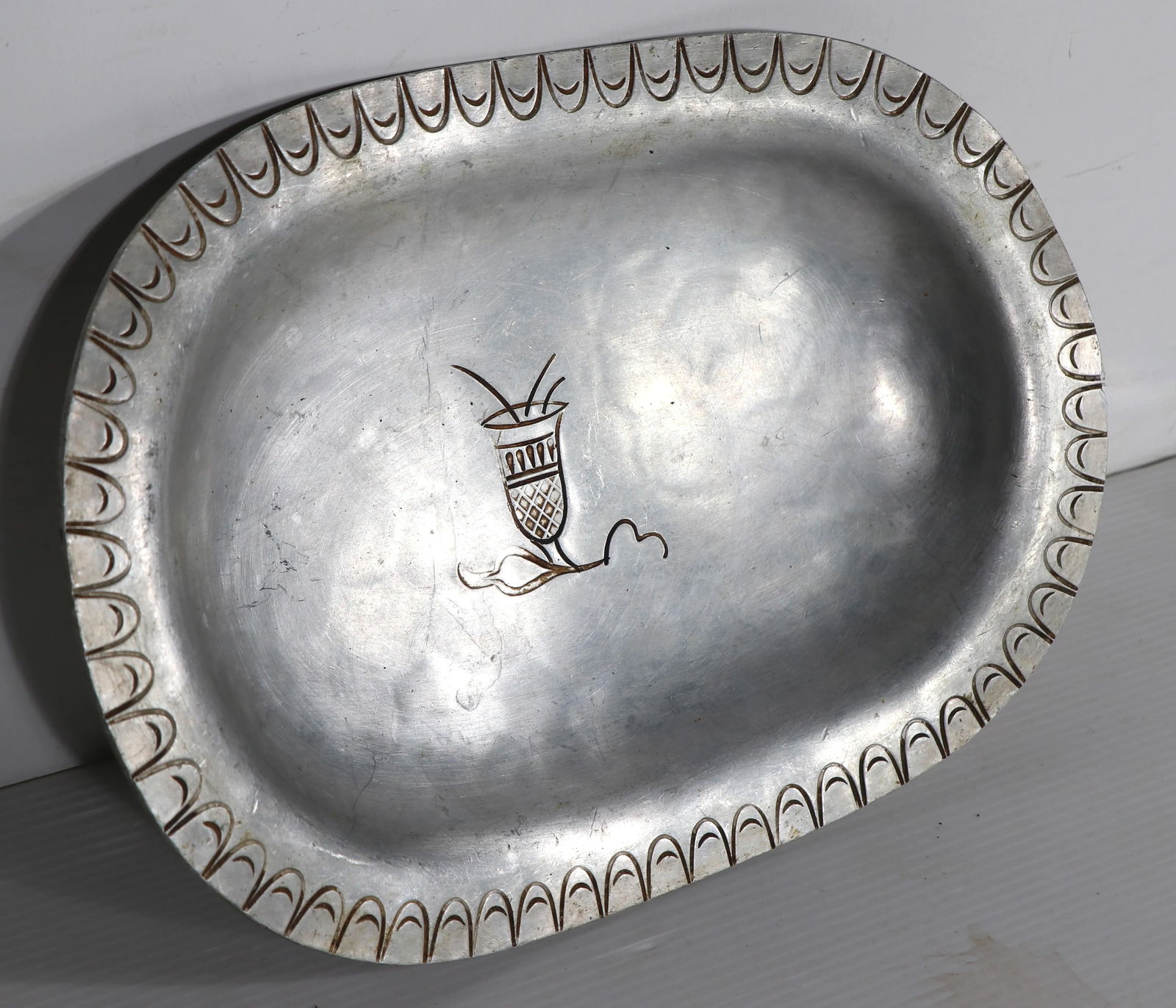 Palmer Smith Aluminum Tray With Inscribed Decorations - 11