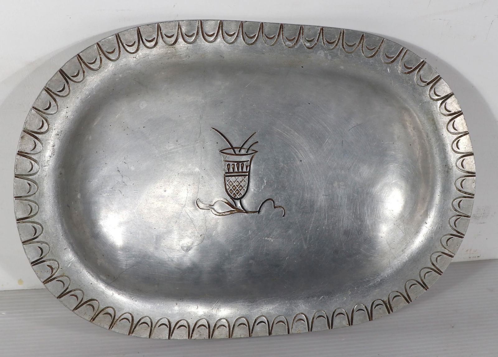 Palmer Smith Aluminum Tray With Inscribed Decorations - 2