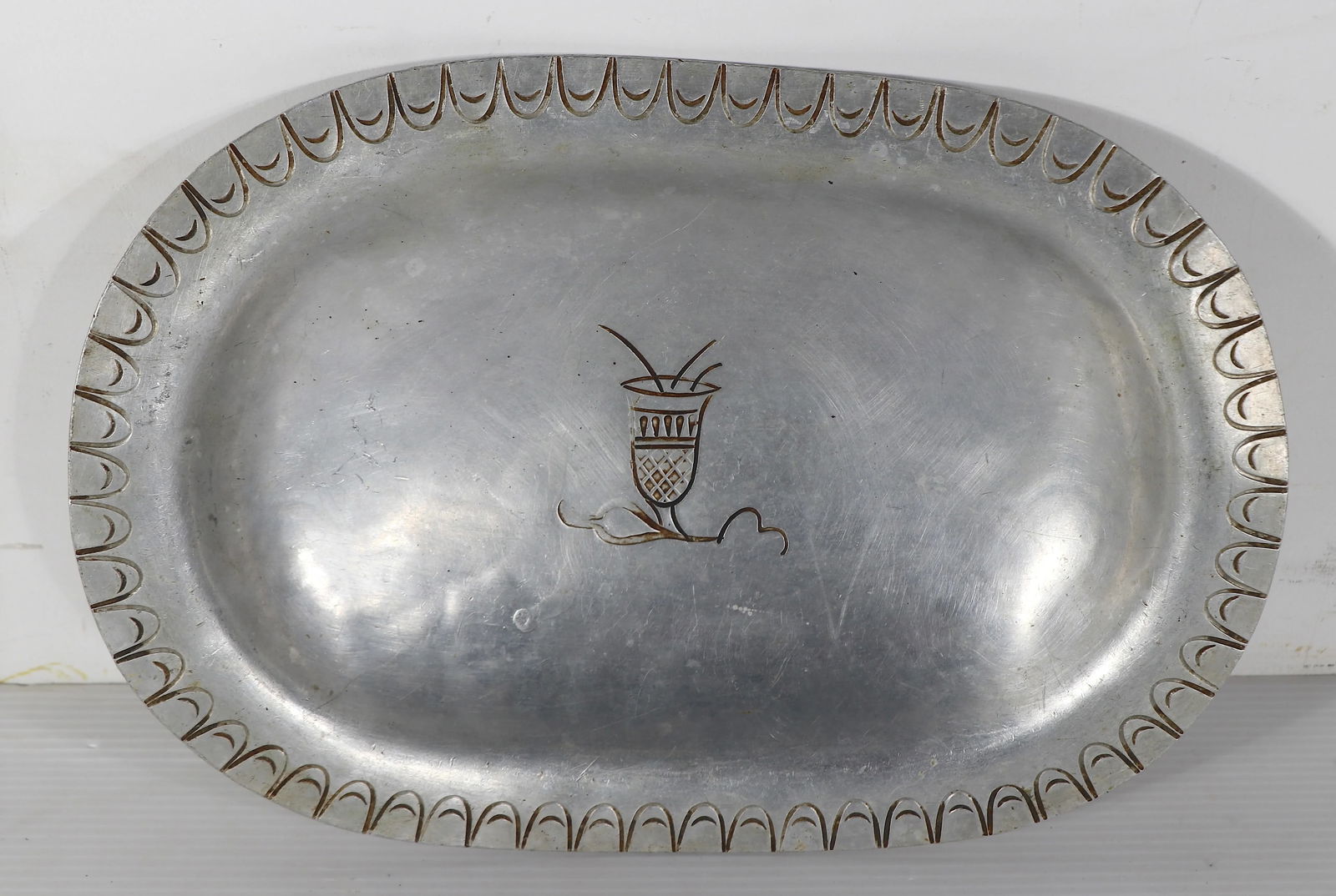 Palmer Smith Aluminum Tray With Inscribed Decorations - 7