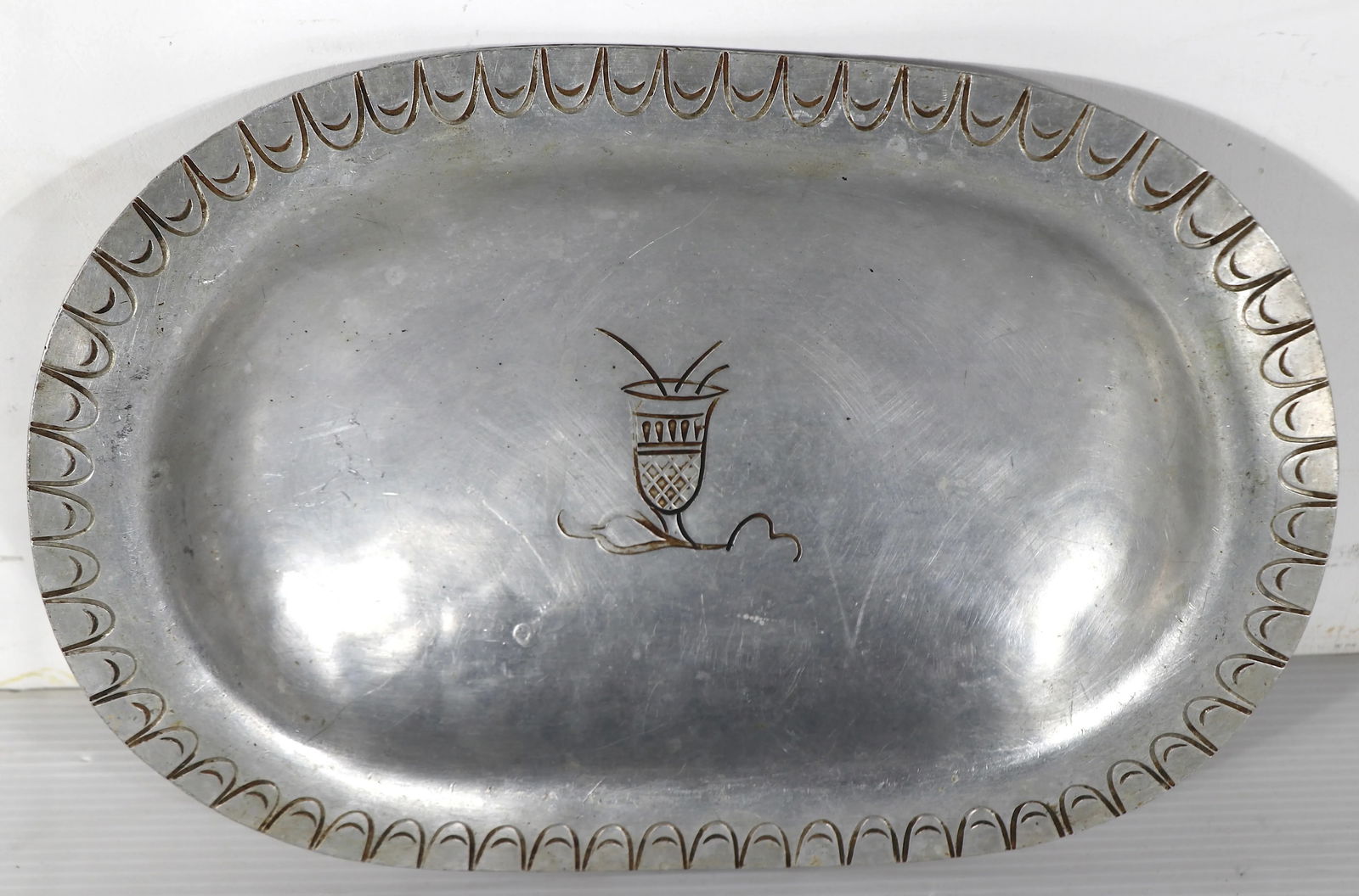 Palmer Smith Aluminum Tray With Inscribed Decorations - 8