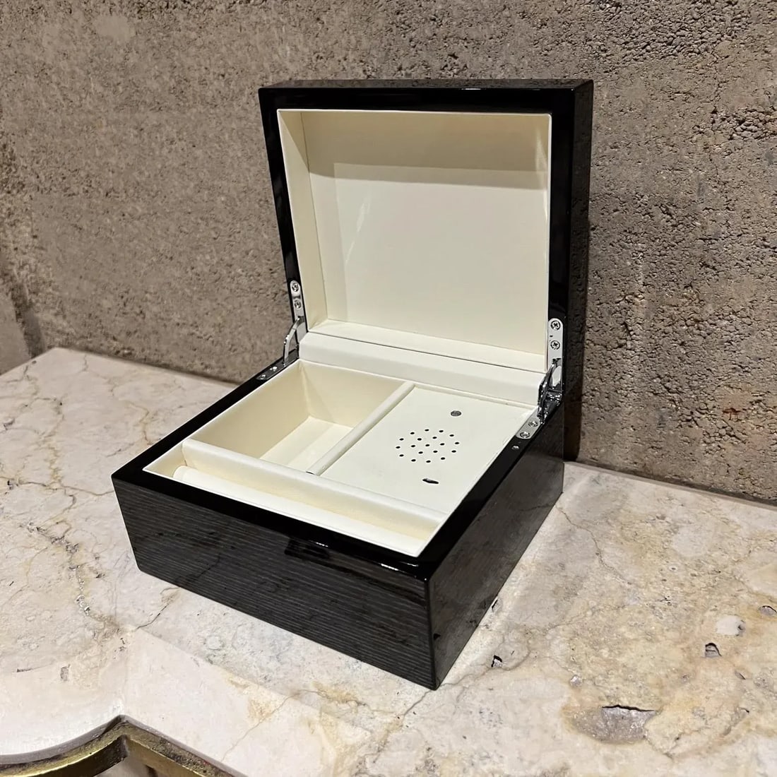 Modern Jewelry Music Box Gray Gloss Oak Wood - 5