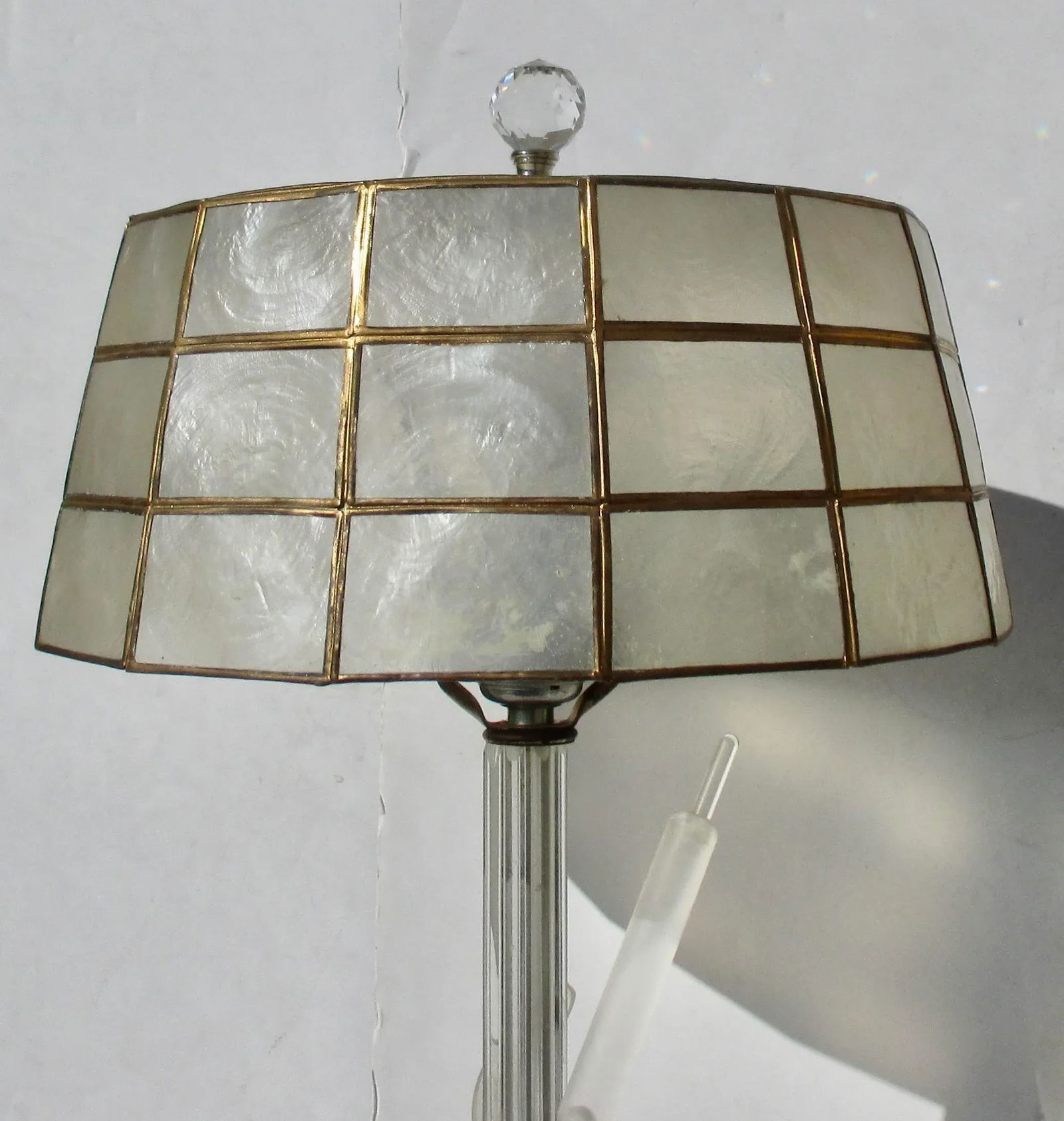 Lucite Cat Tail Lamp With Capiz Shade by M C M Circa 80s - 4