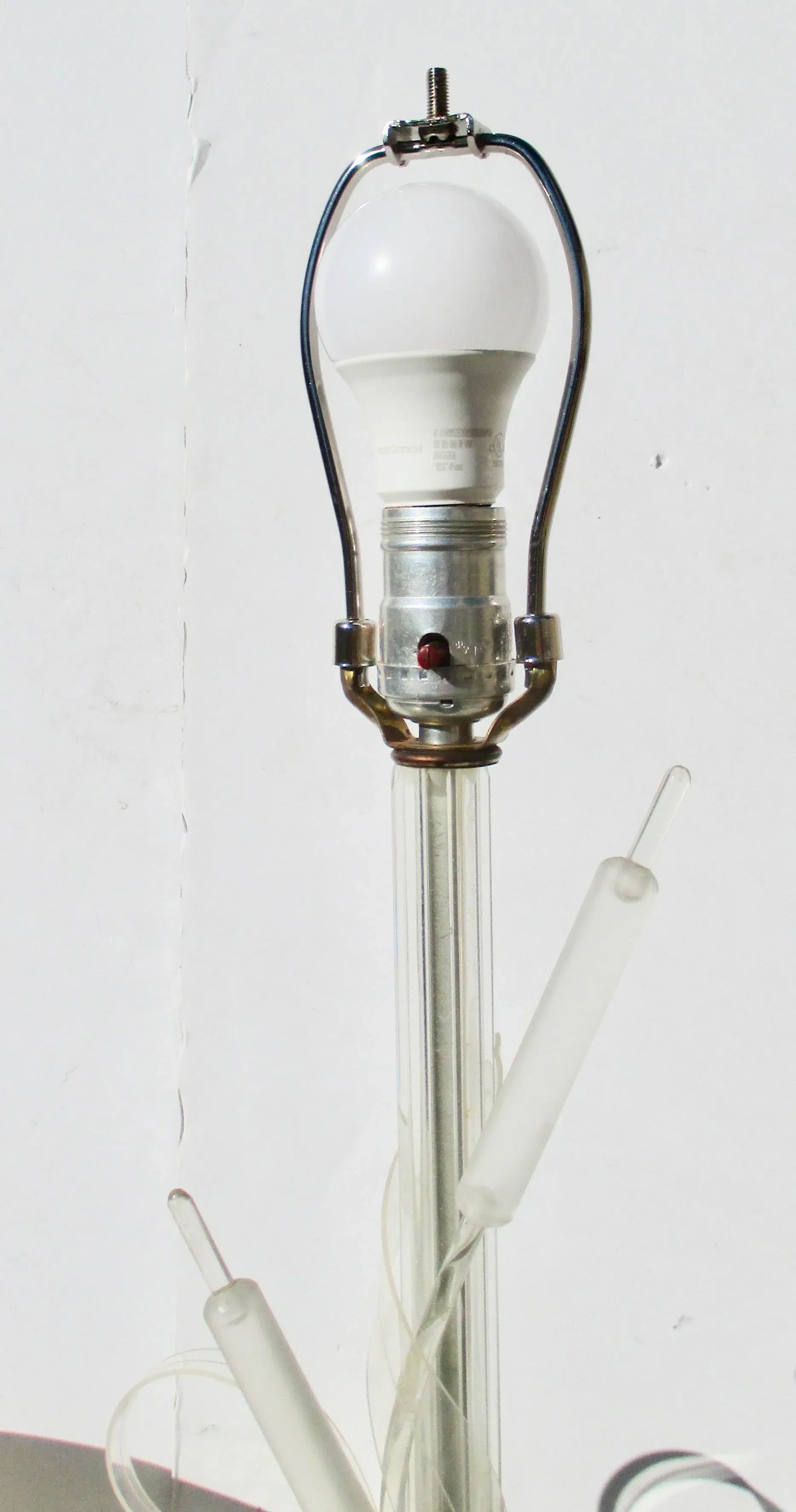 Lucite Cat Tail Lamp With Capiz Shade by M C M Circa 80s - 5