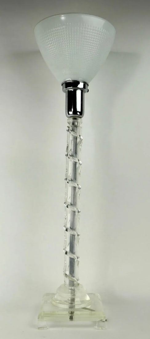 1950s Art Deco Lucite Twist Column Table Lamp - 11