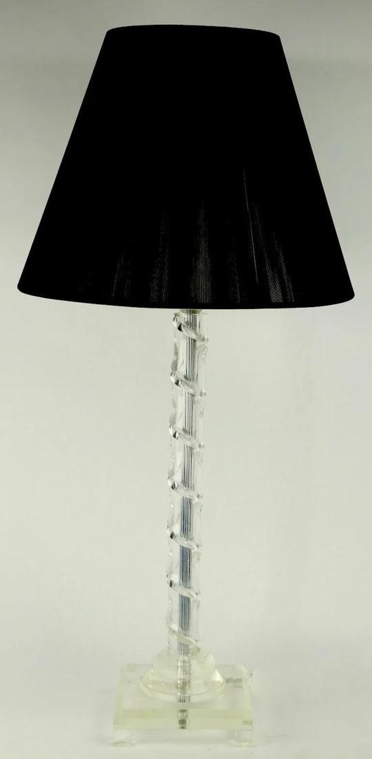 1950s Art Deco Lucite Twist Column Table Lamp - 2