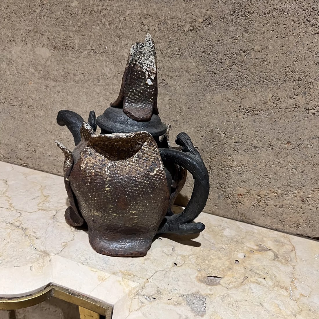 Magnificent Sculptural Tea Pot Vintage Studio Art Pottery - 4