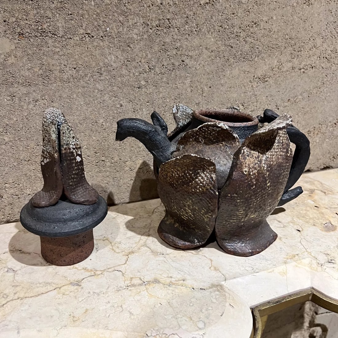 Magnificent Sculptural Tea Pot Vintage Studio Art Pottery - 6