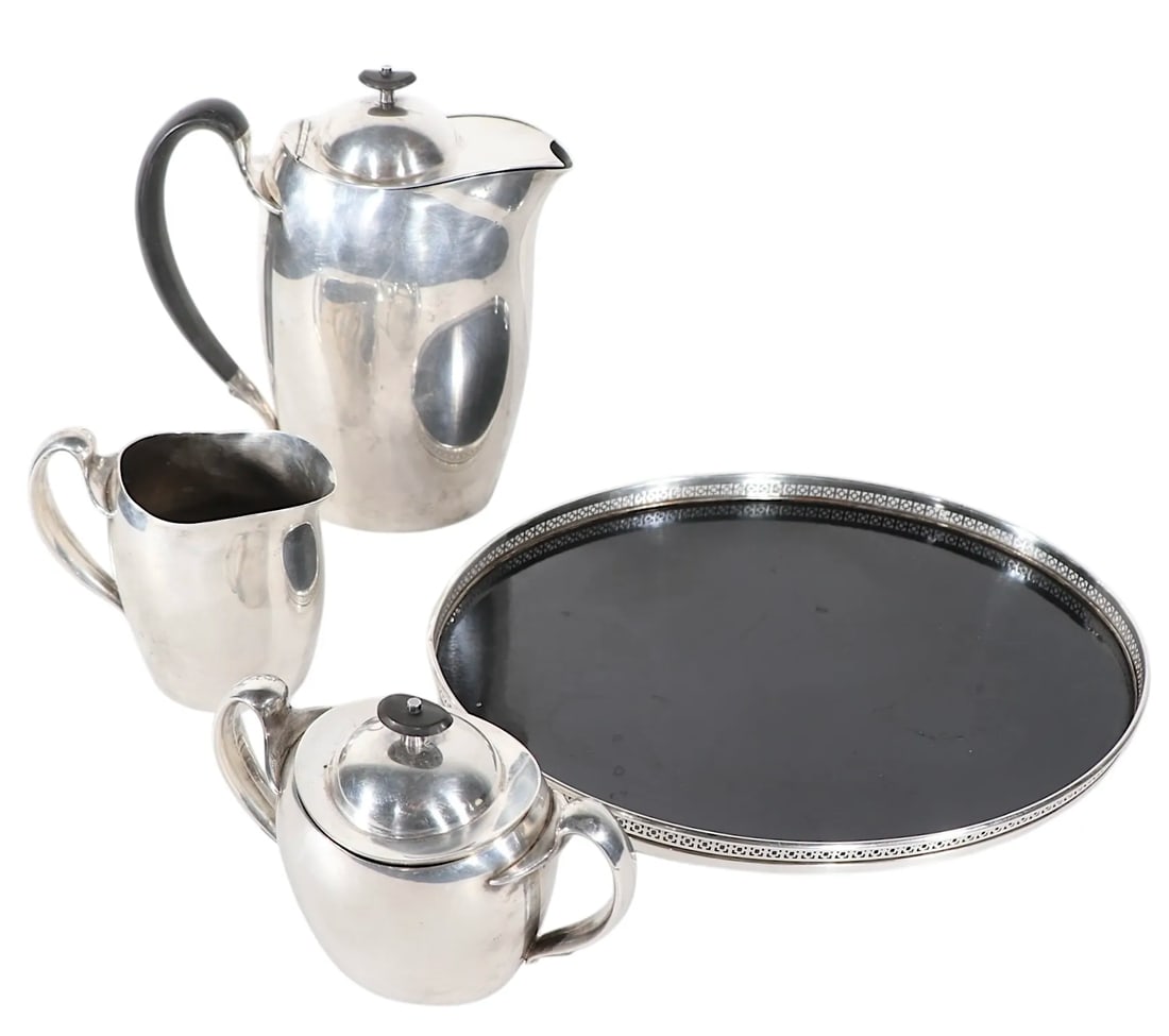 4pc Art Deco Style Silver Plate Coffee Tea Serving Set Achievement by Community C. 1930/50 - 12