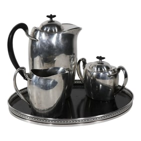 4pc Art Deco Style Silver Plate Coffee Tea Serving Set Achievement by Community C. 1930/50
