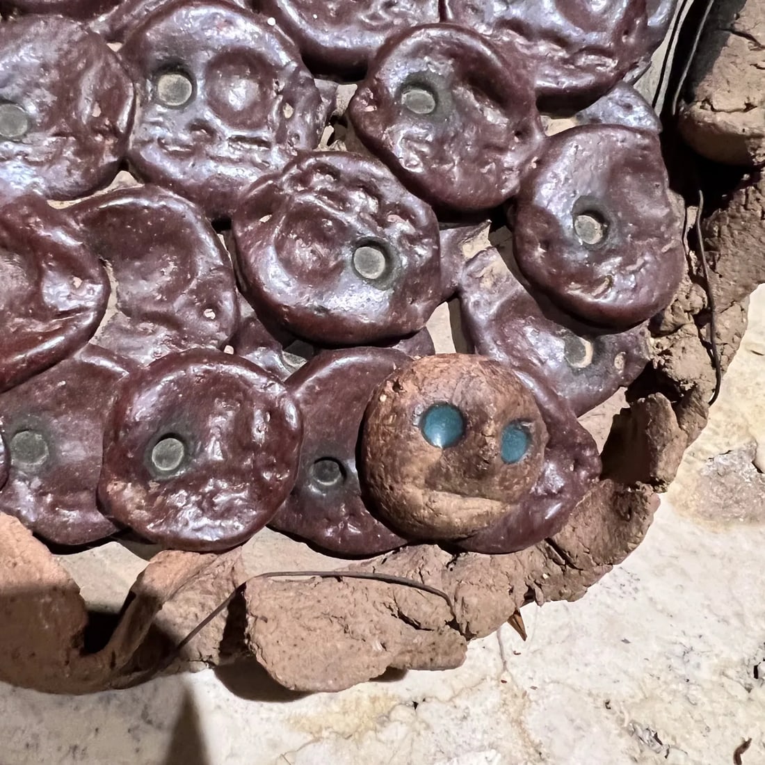 1970s Abstract Face Art Small Eye Sculptural Pottery - 3