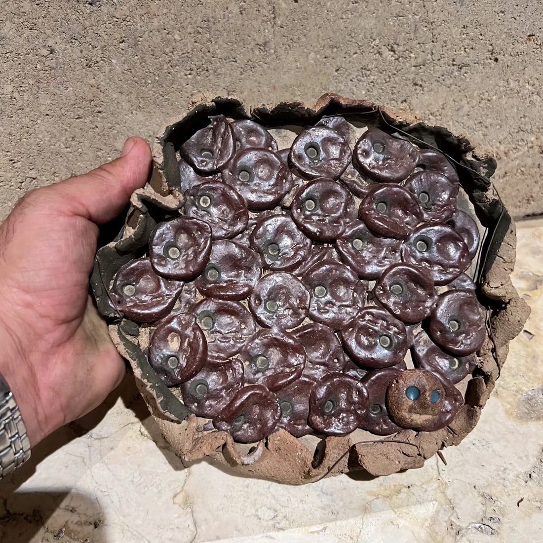 1970s Abstract Face Art Small Eye Sculptural Pottery - 5