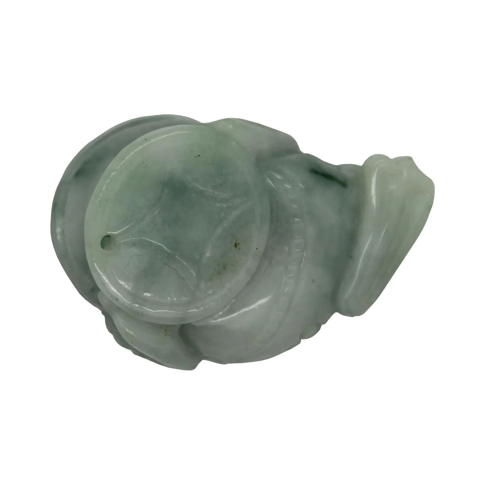 Carved Pendant With Chinese Natural Jade Pixie on Chinese Ancient Money - 7