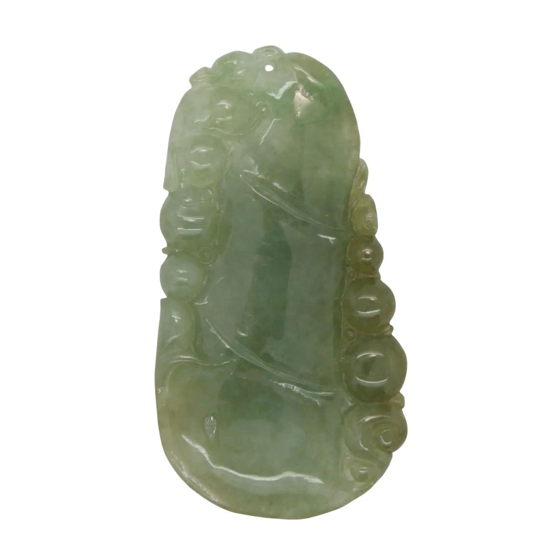 Carved Natural Jade Luyi Wave and Longevity Peach Pendant (1 of 7)