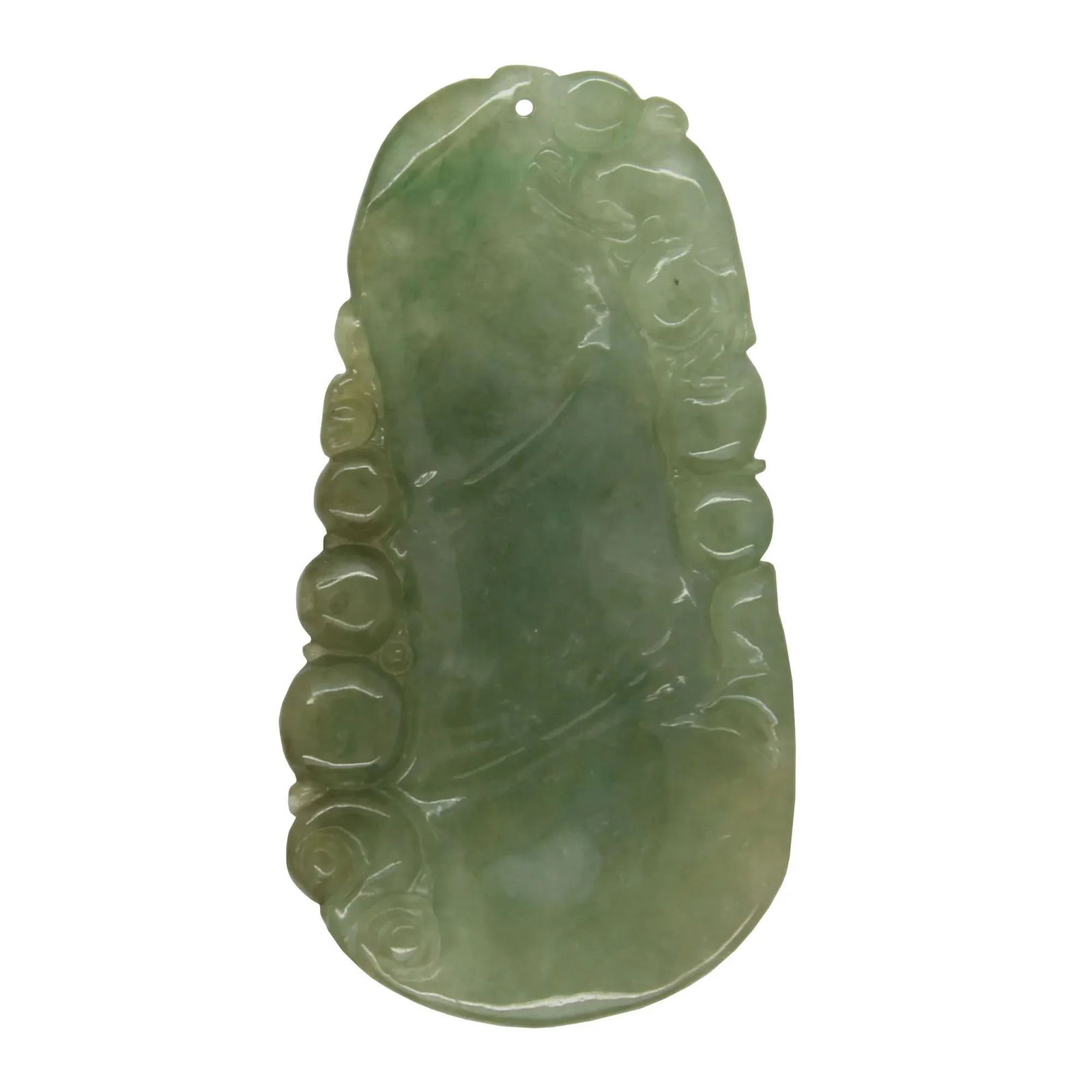 Carved Natural Jade Luyi Wave and Longevity Peach Pendant - 2