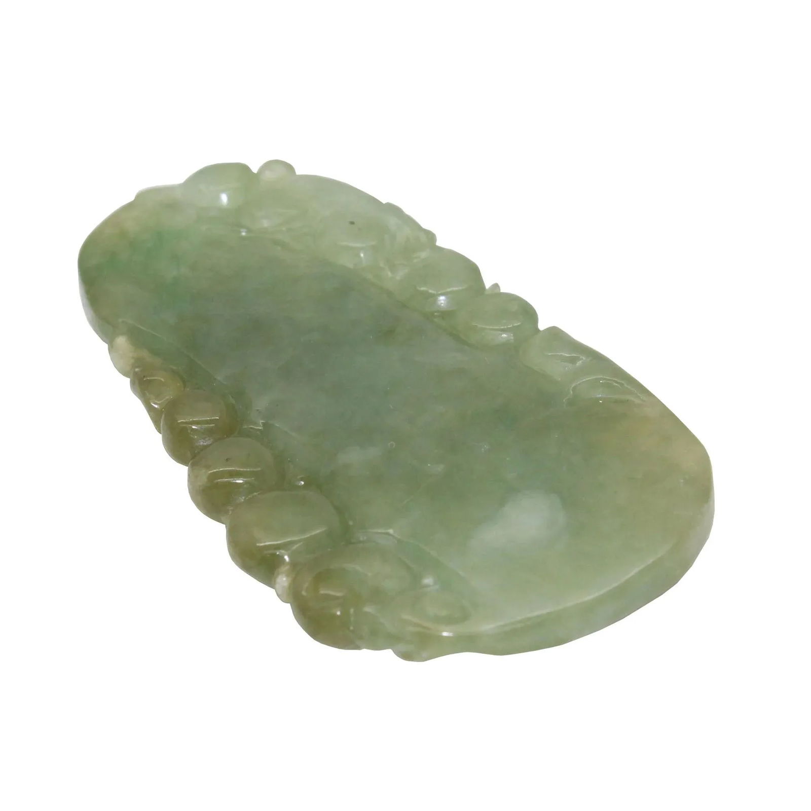 Carved Natural Jade Luyi Wave and Longevity Peach Pendant - 3