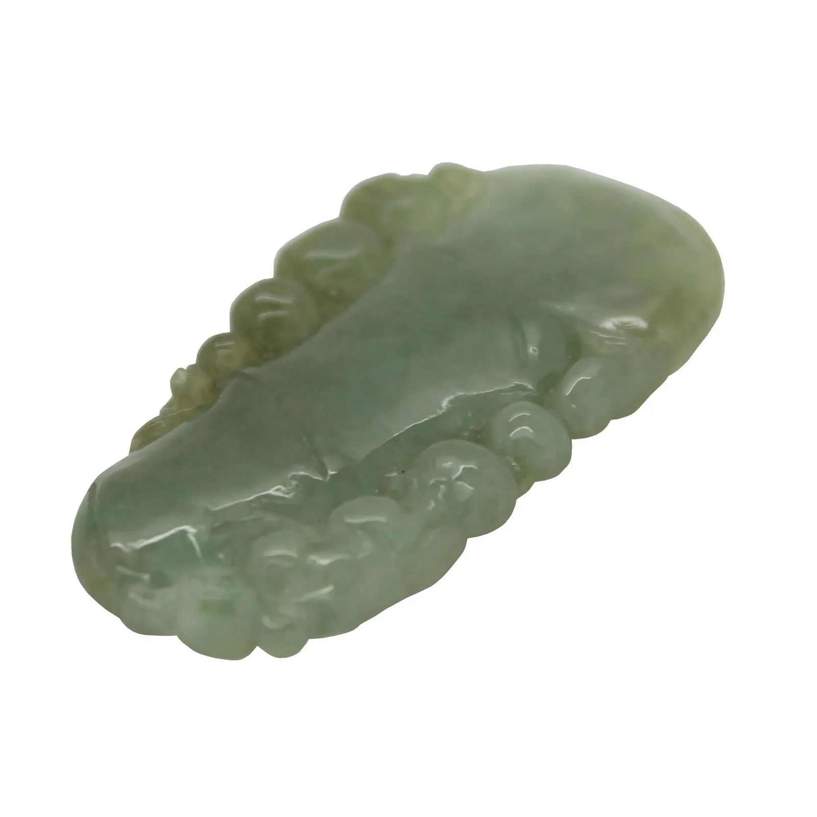 Carved Natural Jade Luyi Wave and Longevity Peach Pendant - 5