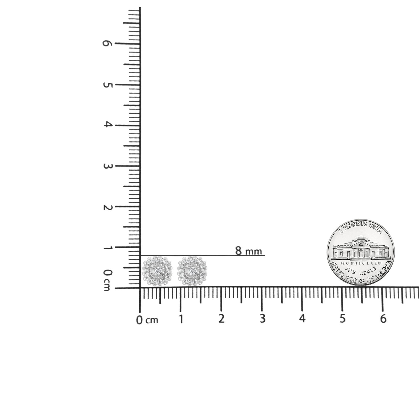 .925 Sterling Silver 1/2 Cttw Round-Cut Diamond Halo Cluster Stud Earring - 7