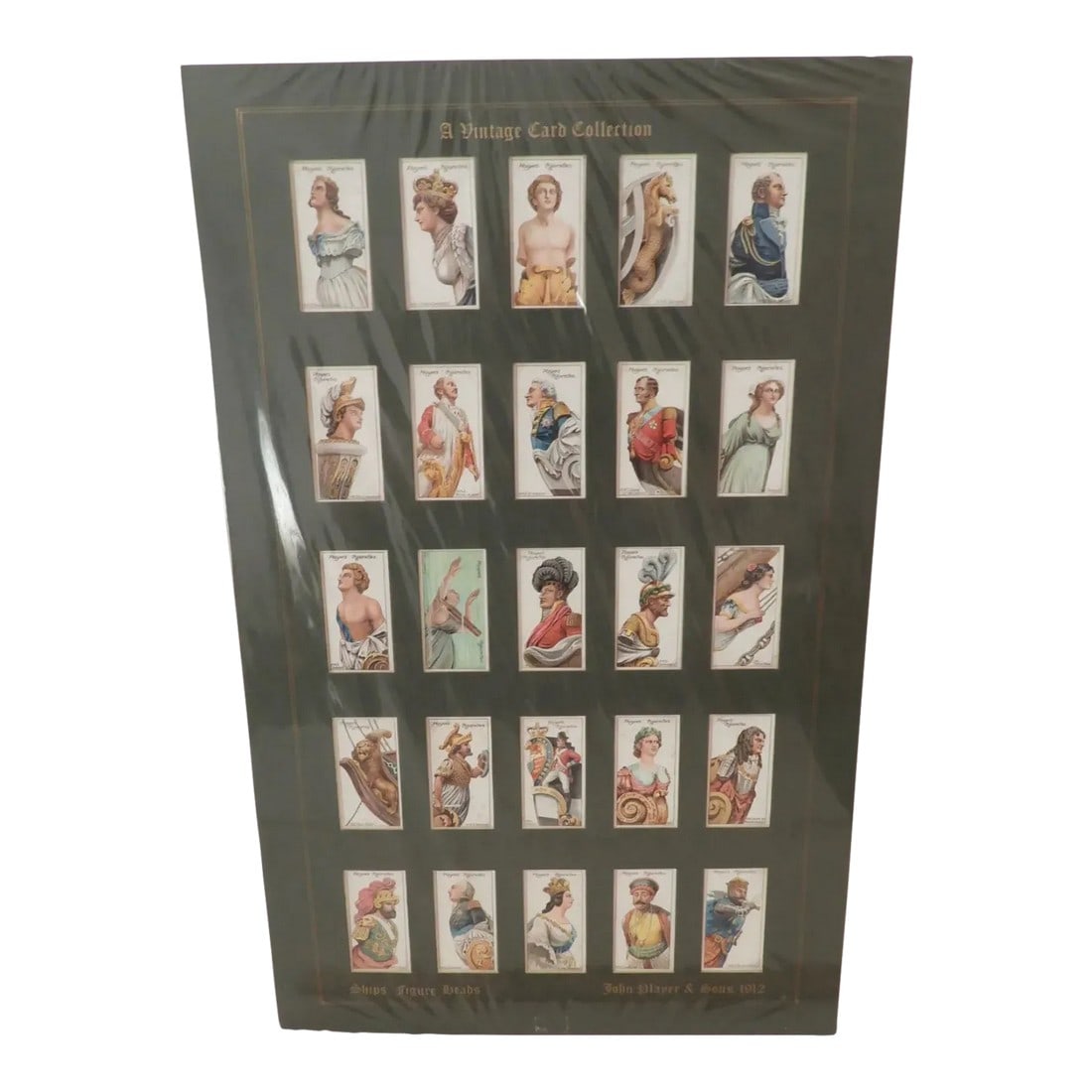 John Player & Sons 1912 Ships Figureheads Tobacco Card Collection 25 Cards: This marvelous set of 25 John Player & Sons tobacco cards dating from 1912 represent a number of significant maritime figure heads, including the HMS Price Albert, HMS Ajax and many others. This