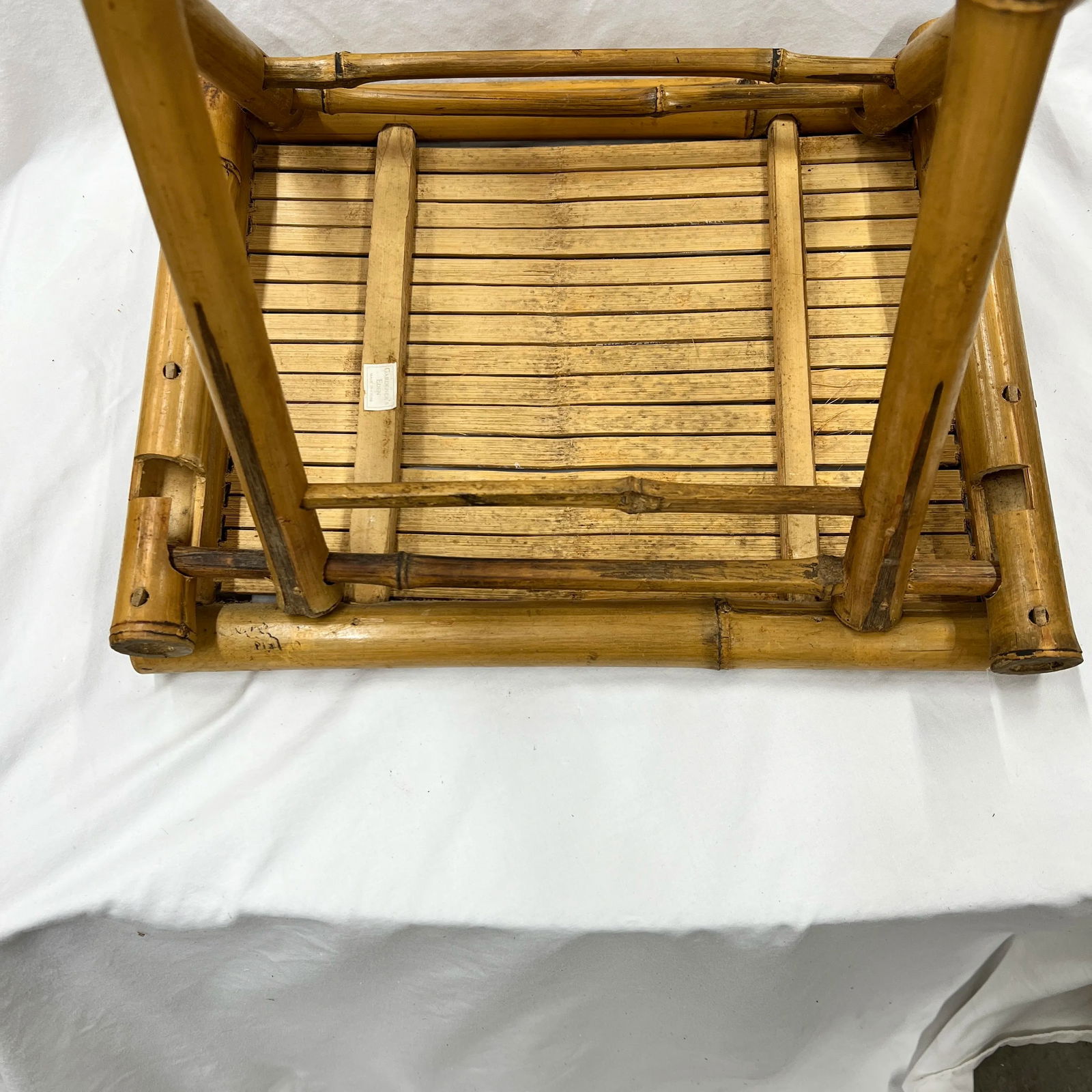 Folding Bamboo Side / Drink Table , Peg Construction - 2