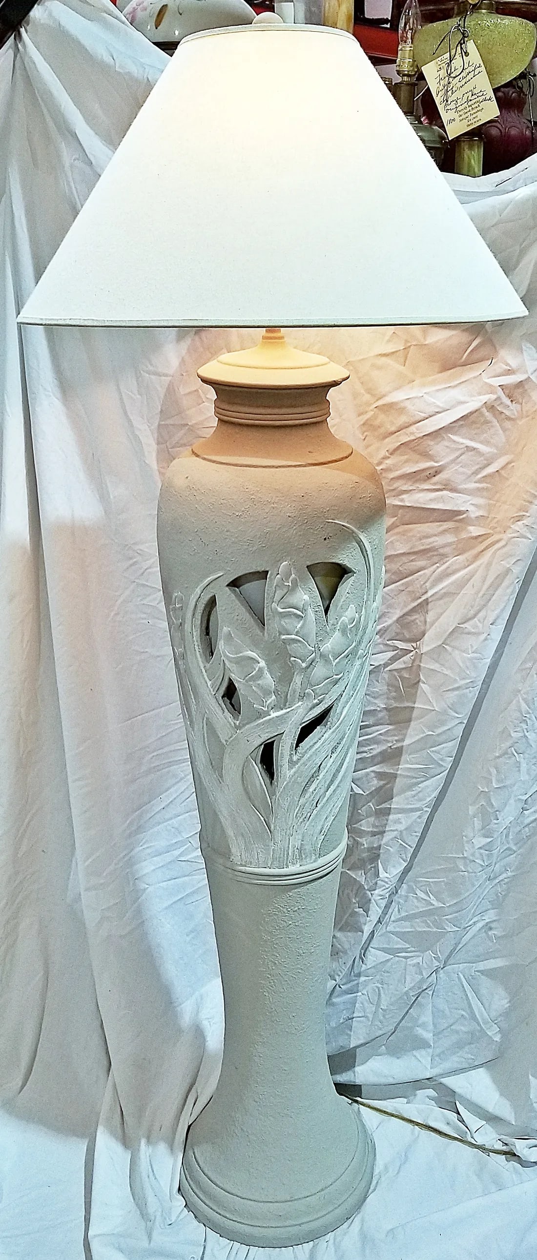 1980s Art Nouveau Style Plaster Floor Lamp - 2