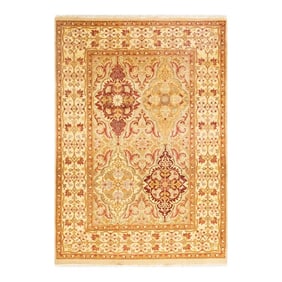 Mogul, One-of-a-Kind Hand-Knotted Area Rug - Ivory, 4' 3" x 5' 8"