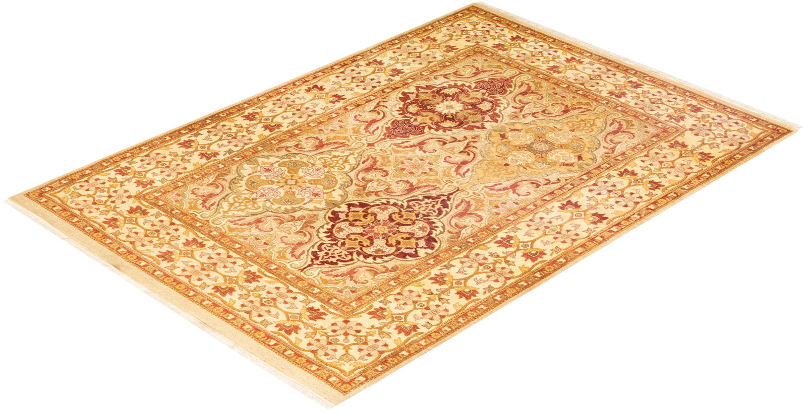 Mogul, One-of-a-Kind Hand-Knotted Area Rug - Ivory, 4' 3" x 5' 8" - 8