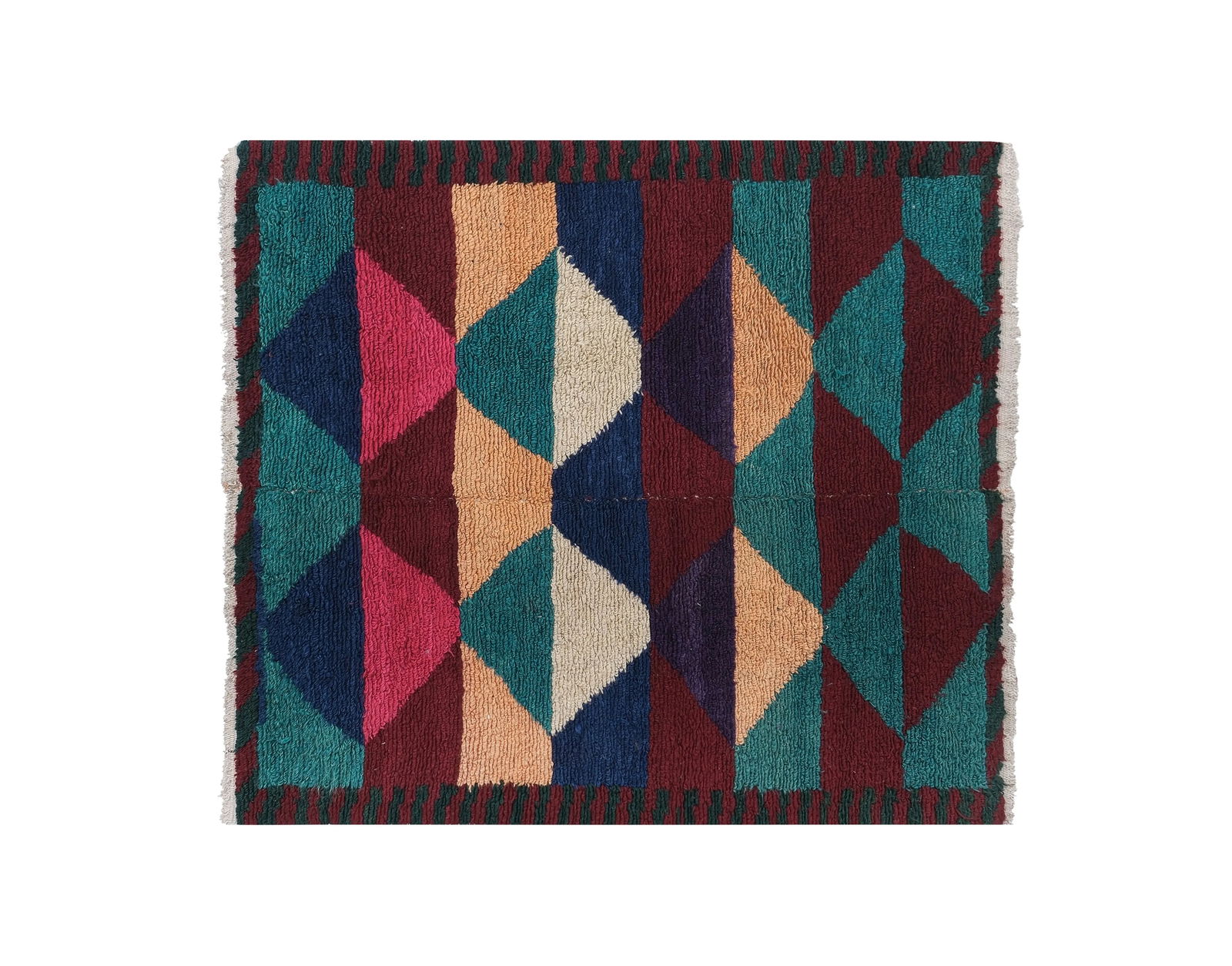 1970s Vintage Mohair Colorful Turkish Tulu Rug 3'9'' X 4'1'' - 2