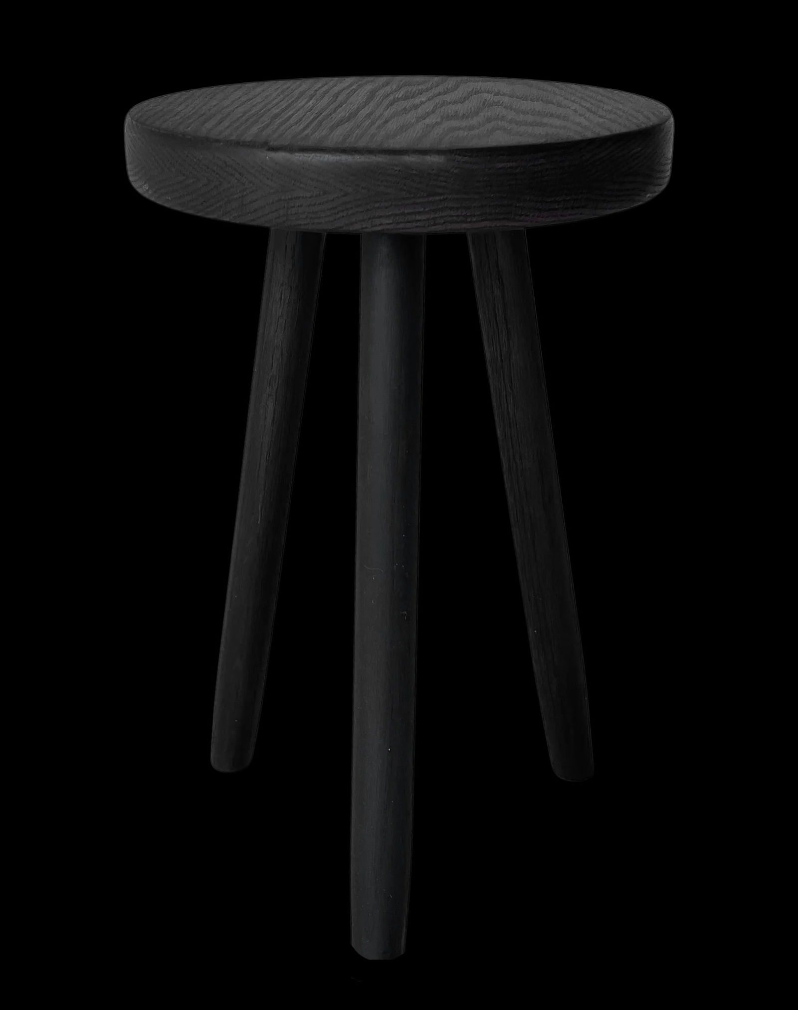 Vintage Blackened Oak Three Legged Stool - 2