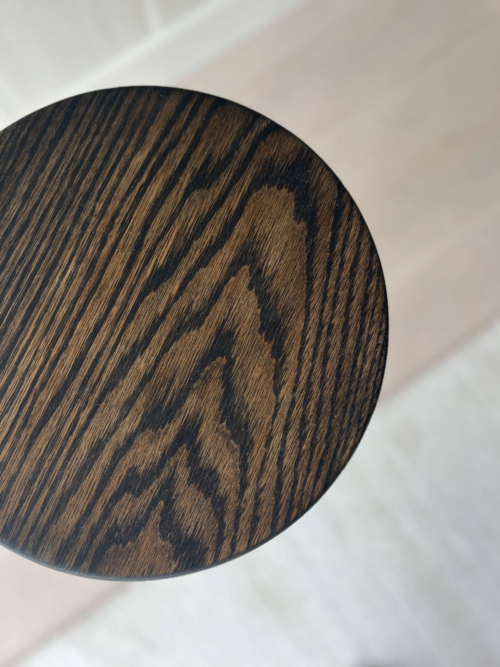 Vintage Blackened Oak Three Legged Stool - 3