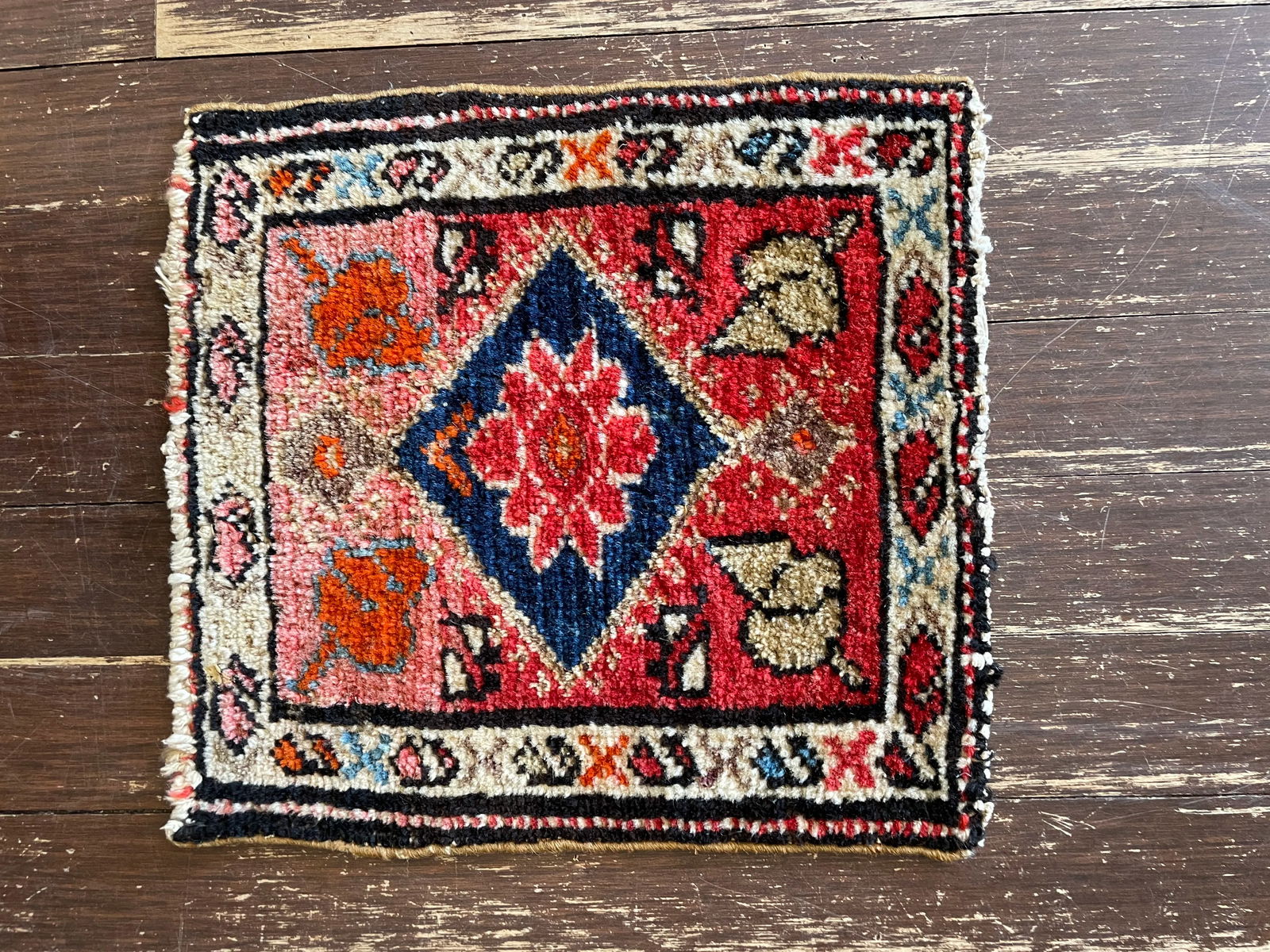 Antique Melayer Botheh Rug, C-1900's 11" X 12" - 7