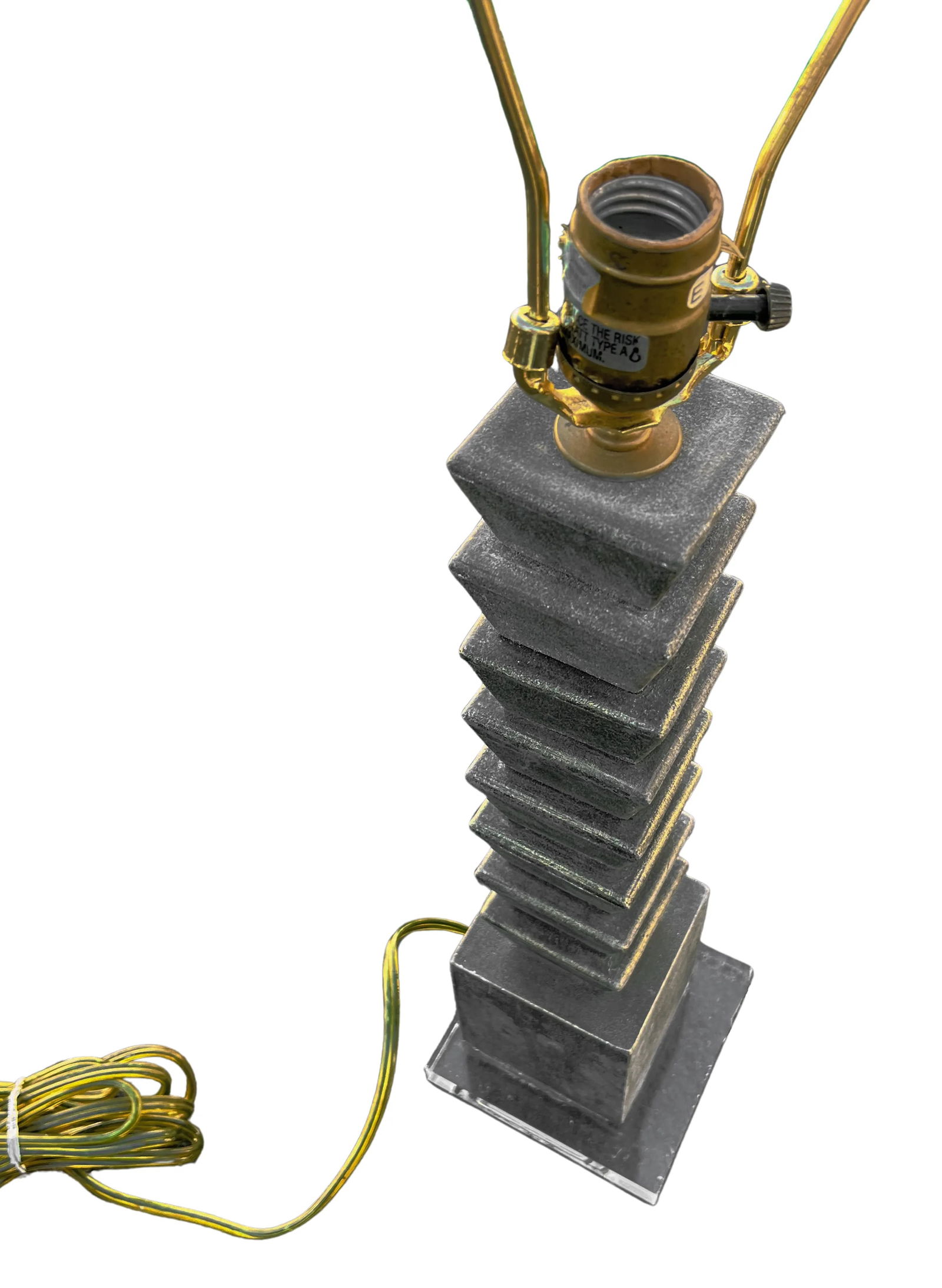 1980s Postmodern Grey Stone Table Lamp - 2