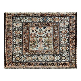 Antique Bakhtiari Rare Rug, the Prince and His Bird Guards